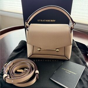 Strathberry Mosaic Nano Grain Leather Oat Color New in Box